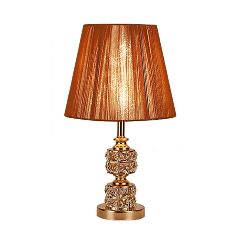Conische kap Kristallen taakverlichting Modernistische stof 1 kop Gouden kleine bureaulamp Clearhalo