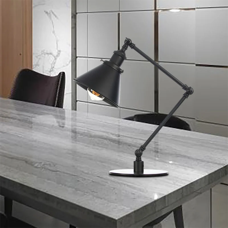 Conische kap metalen tafelverlichting Vintage stijlvolle tafellamp met 1 kop zwart/messing afwerking voor studeerkamer Cle...