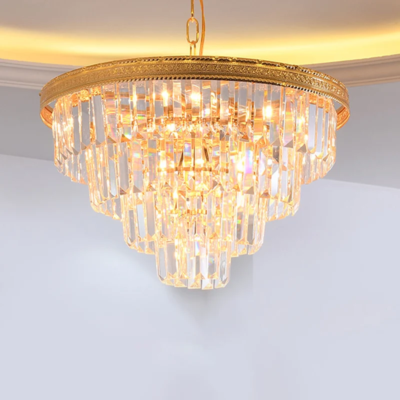 Conische kristallen kroonluchter modernistische 5-kops gouden woonkamer plafond hanglamp Clearhalo