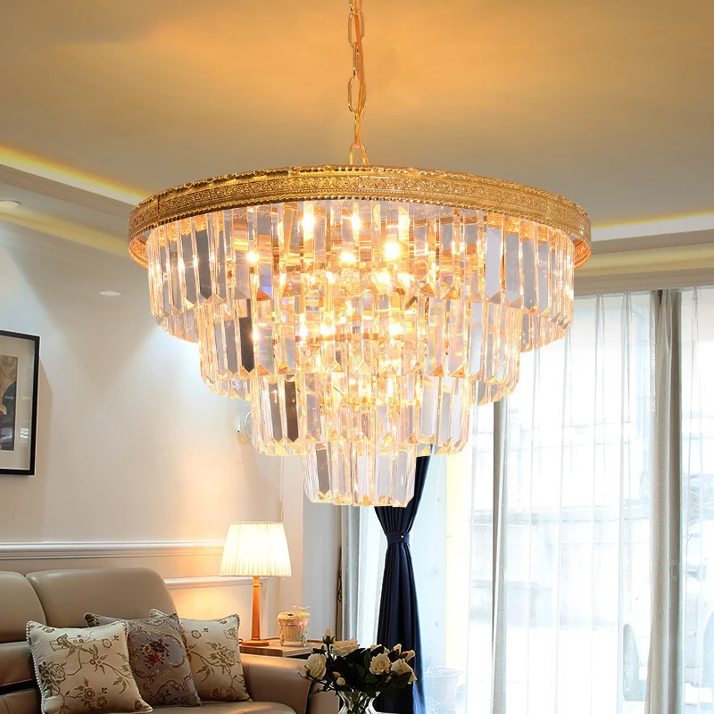 Conische kristallen kroonluchter modernistische 5-kops gouden woonkamer plafond hanglamp Clearhalo