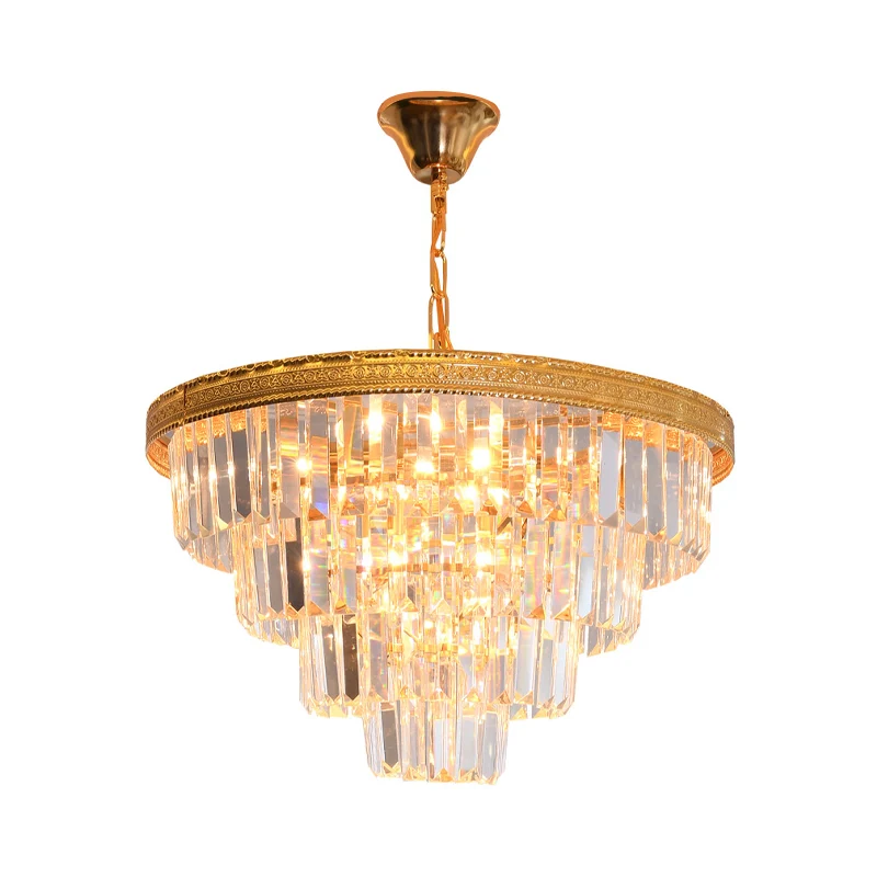 Conische kristallen kroonluchter modernistische 5-kops gouden woonkamer plafond hanglamp Clearhalo