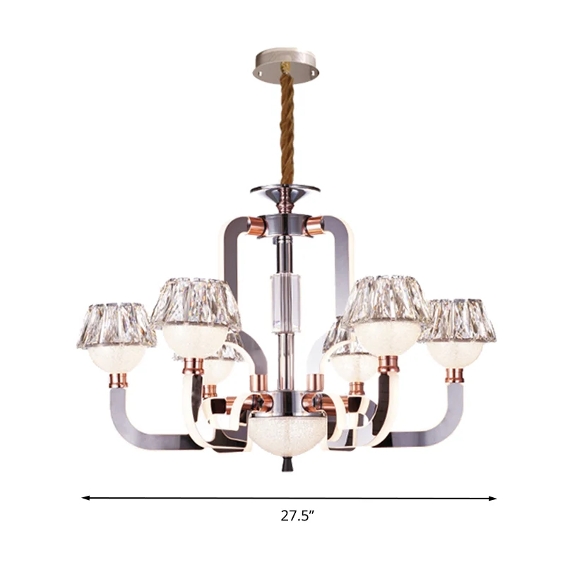 Conische kroonluchter Verlichting Kristal 6-lichts slaapkamer hanglamp chroom Clearhalo