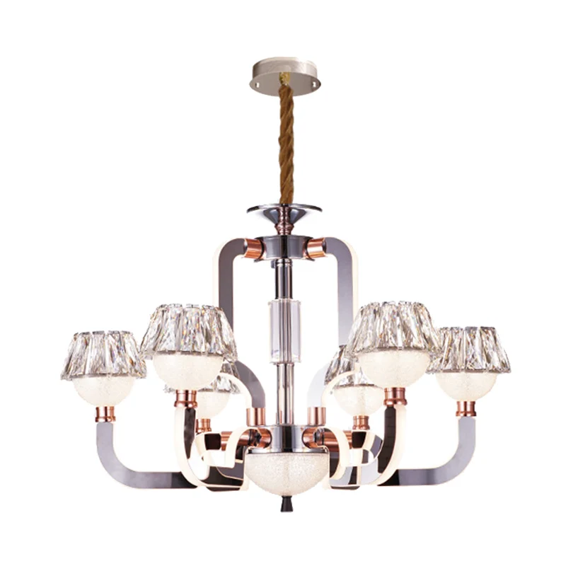 Conische kroonluchter Verlichting Kristal 6-lichts slaapkamer hanglamp chroom Clearhalo