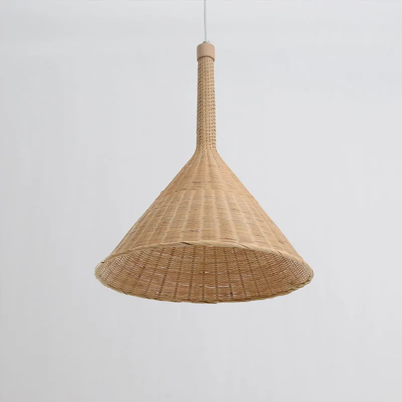 Conische plafondlamp Aziatisch Bamboe 1 Kop Vlassen Hangende Hanglamp voor Tearoom Clearhalo