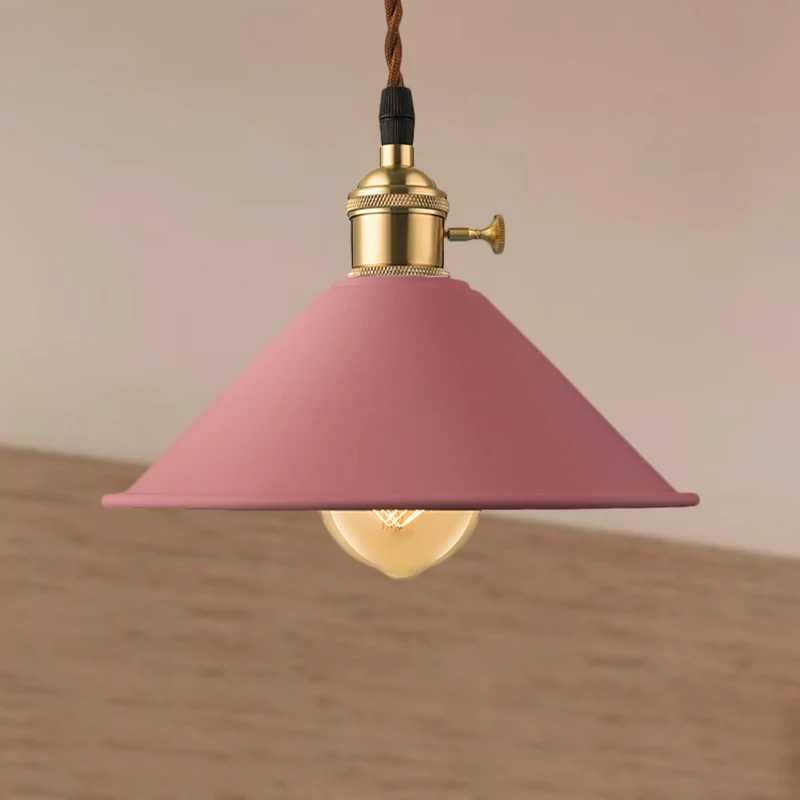 Conische schaduw Eetkamerplafondlamp Industriële stijl Metaal 1 Lichtgrijs/wit/roze hanglamp Clearhalo