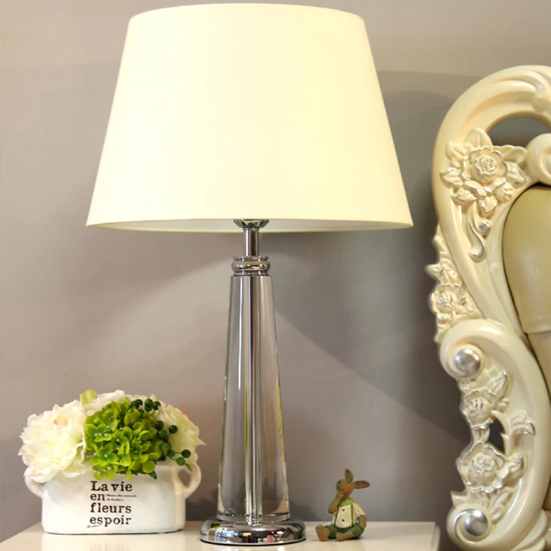 Conische tafellamp Modern handgeslepen kristal 1 kop witte kleine bureaulamp, 14"/16" breed Clearhalo