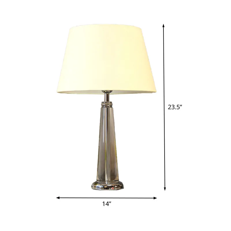 Conische tafellamp Modern handgeslepen kristal 1 kop witte kleine bureaulamp, 14"/16" breed Clearhalo