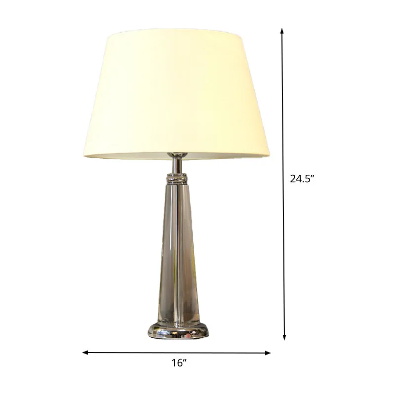 Conische tafellamp Modern handgeslepen kristal 1 kop witte kleine bureaulamp, 14"/16" breed Clearhalo