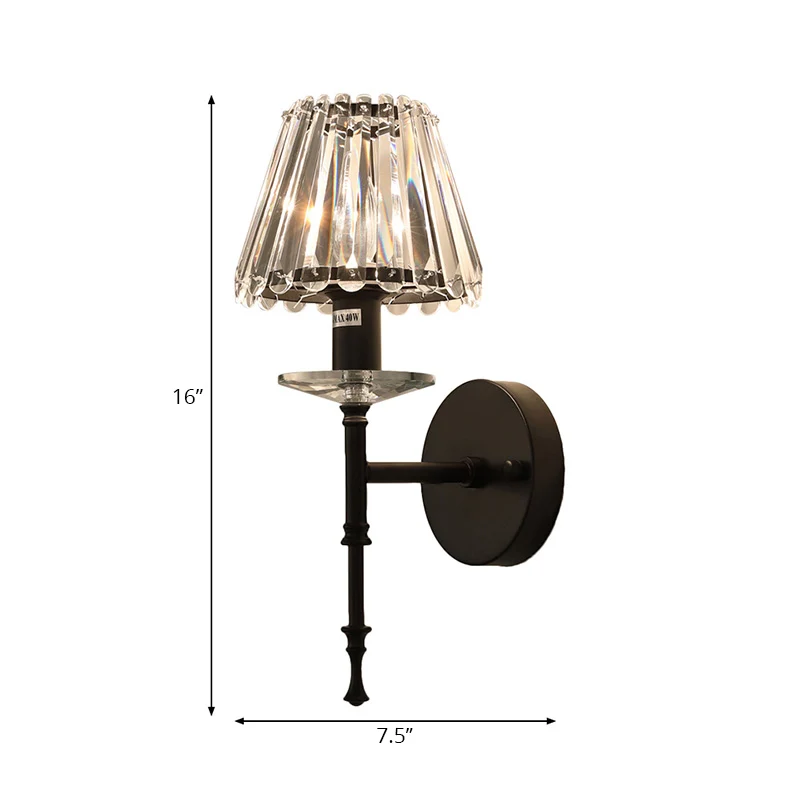 Conische wandverlichtingsarmatuur Modern stijlvol helder kristal 1 licht gouden afwerking wandlamp voor woonkamer Clearhalo
