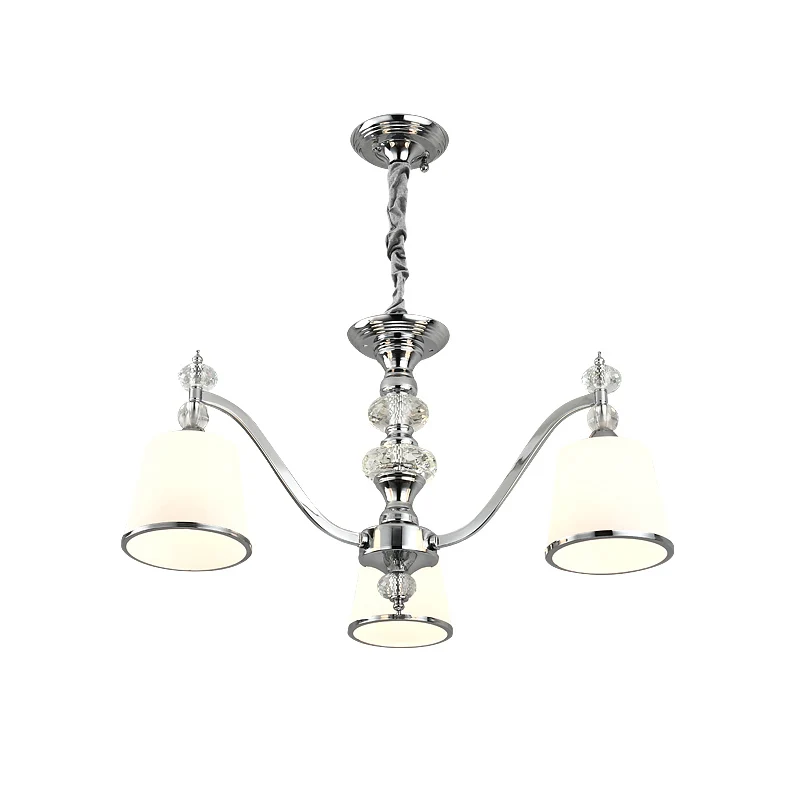 Conische witte glazen neerwaartse verlichting Minimalistische 3/6 koppen Chromen hangende kroonluchter met gebogen arm Cle...