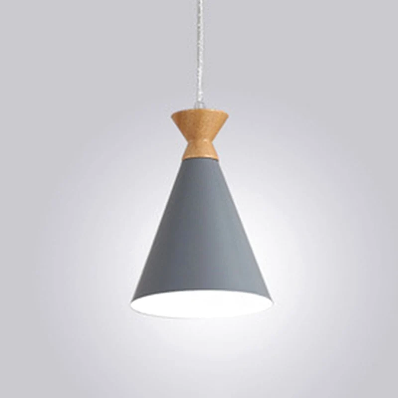Conische woonkamer hangende hanglamp van metaal, 1 lamp, Macaron-stijl, hangend plafondlicht Clearhalo