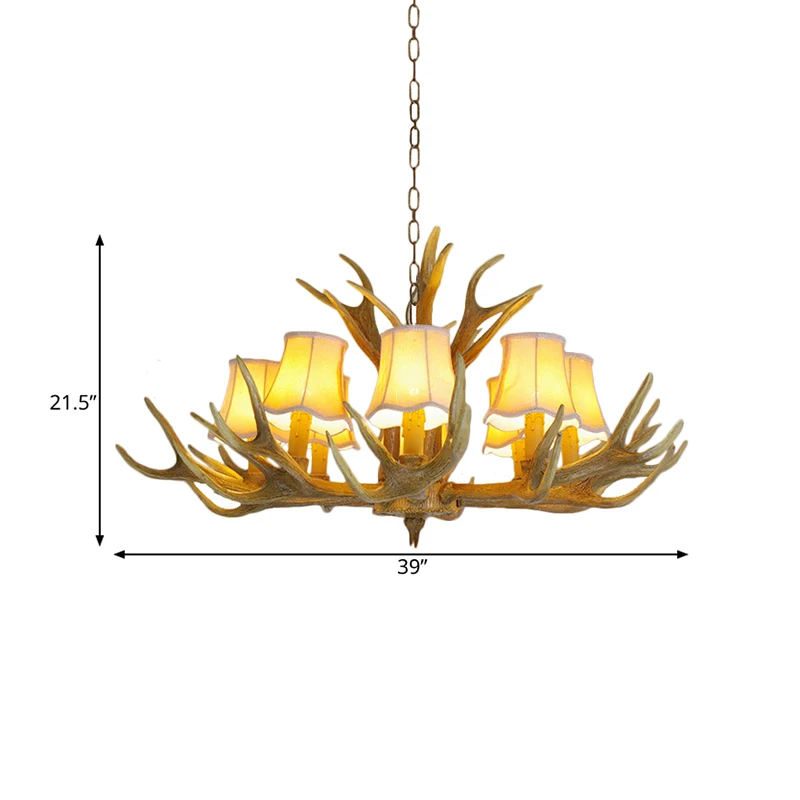 Conische woonkamerdruppellamp Traditionele hars 3/4/5 lampen Bruine kroonluchter hanglamp met gewei Clearhalo