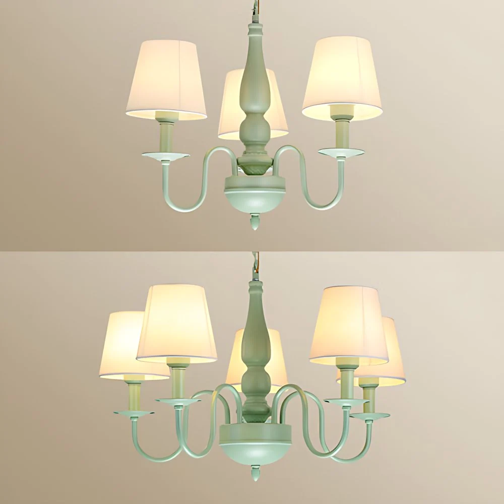 Coolie Shade volwassen slaapkamerkroonluchter metaalstof Macaron Loft hanglamp groen Clearhalo