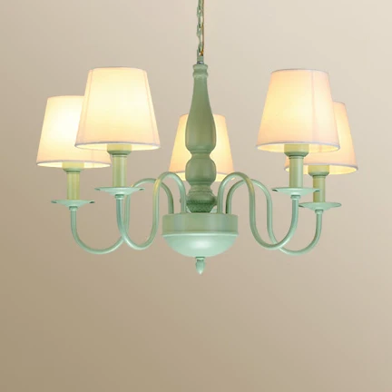 Coolie Shade volwassen slaapkamerkroonluchter metaalstof Macaron Loft hanglamp groen Clearhalo