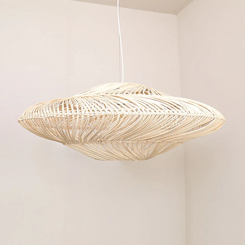 Creatieve Aziatische vliegende schotel plafondlamp rotan 1 kop eetkamer ophanging hanger Clearhalo