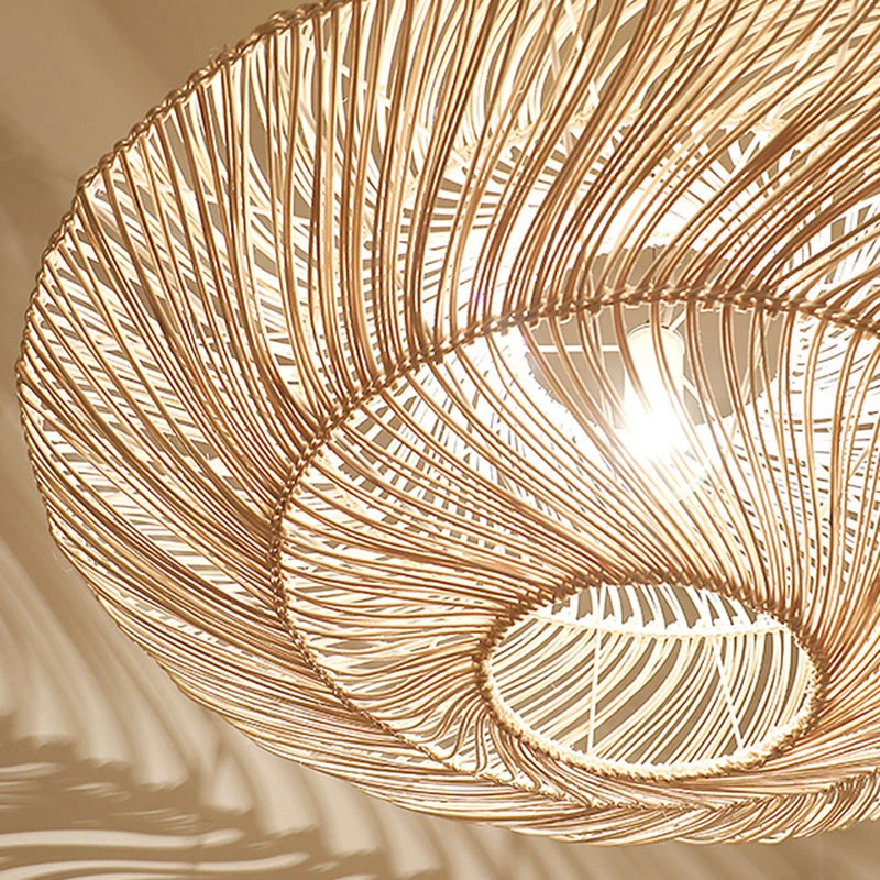 Creatieve Aziatische vliegende schotel plafondlamp rotan 1 kop eetkamer ophanging hanger Clearhalo
