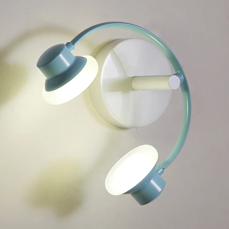Creatieve hoofdtelefoon wandlampset acryl kinderslaapkamer LED-sconce verlichting blauw/roze Clearhalo