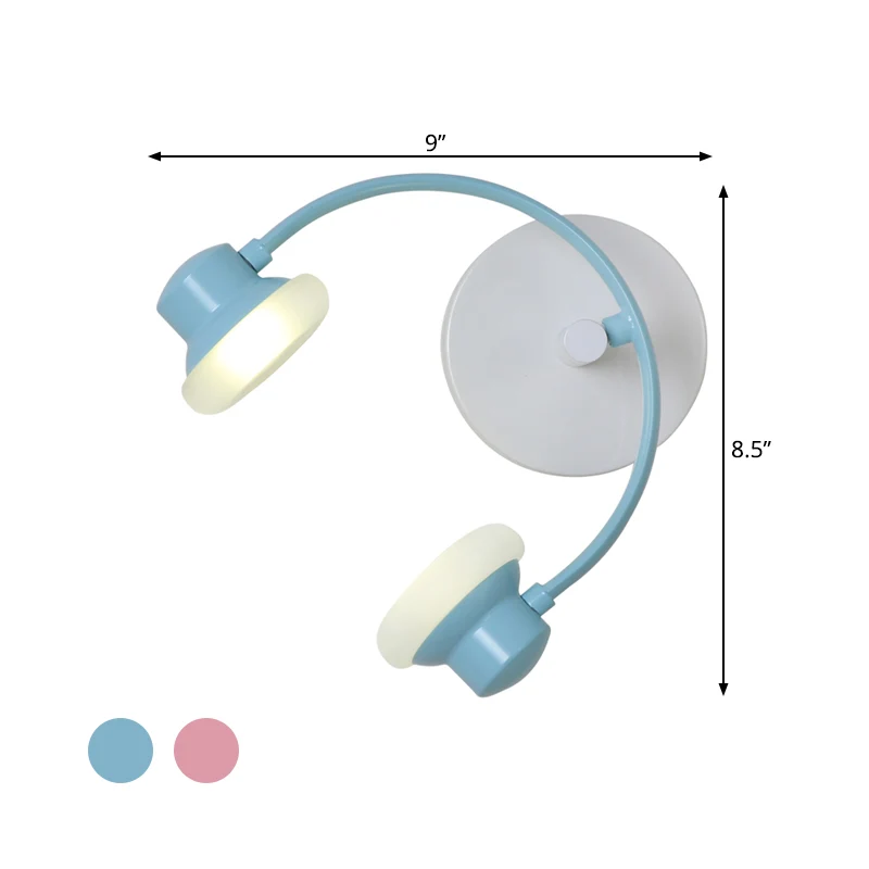 Creatieve hoofdtelefoon wandlampset acryl kinderslaapkamer LED-sconce verlichting blauw/roze Clearhalo