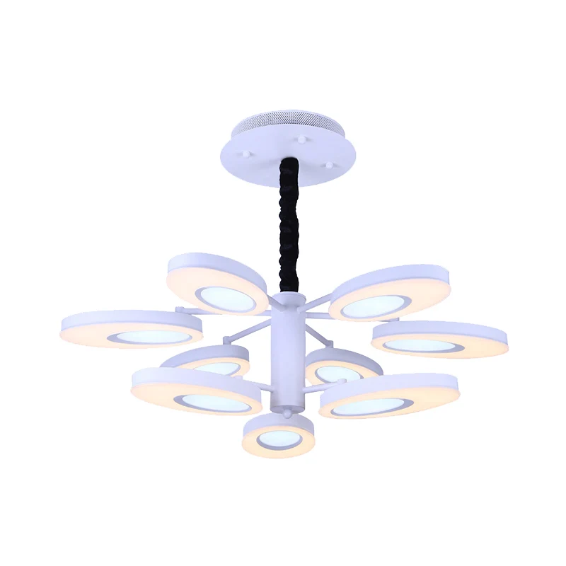 Creatieve ovale bloemblaadjeskroonluchter 9-kops 2-laags metalen hanglamp wit voor woonkamer Clearhalo