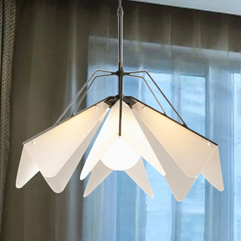 Creatieve witte hanglamp papier-vliegtuigvorm 1 licht acryl plafond hanglamp voor hotel Clearhalo