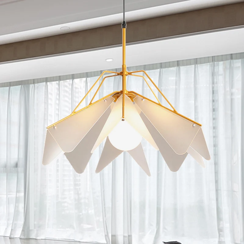 Creatieve witte hanglamp papier-vliegtuigvorm 1 licht acryl plafond hanglamp voor hotel Clearhalo