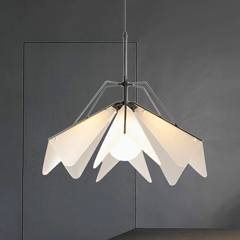 Creatieve witte hanglamp papier-vliegtuigvorm 1 licht acryl plafond hanglamp voor hotel Clearhalo
