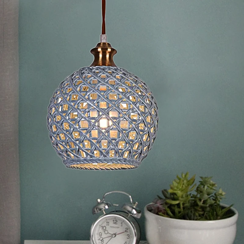 Creative Globe Basket hanglamp 1 kop keramiek plafondlamp voor studeerkamer café Clearhalo
