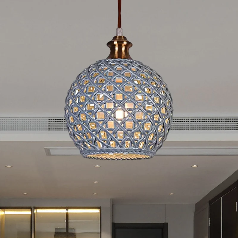 Creative Globe Basket hanglamp 1 kop keramiek plafondlamp voor studeerkamer café Clearhalo