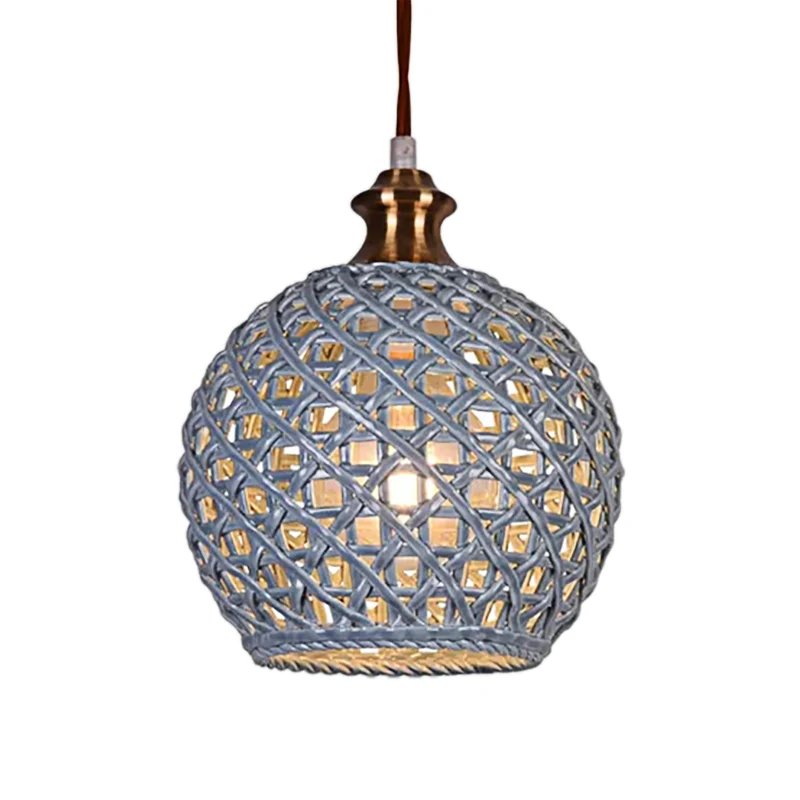 Creative Globe Basket hanglamp 1 kop keramiek plafondlamp voor studeerkamer café Clearhalo