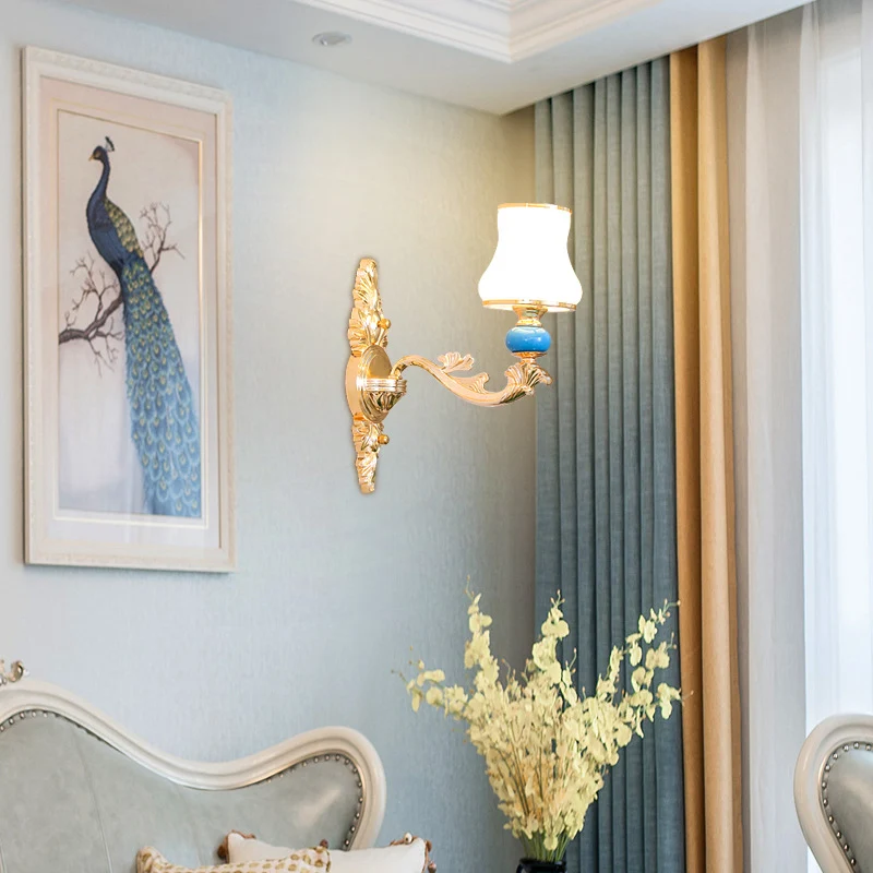 Crèmekleurige glazen Bud Shade wandmontage licht minimalisme woonkamer wandverlichting goud Clearhalo