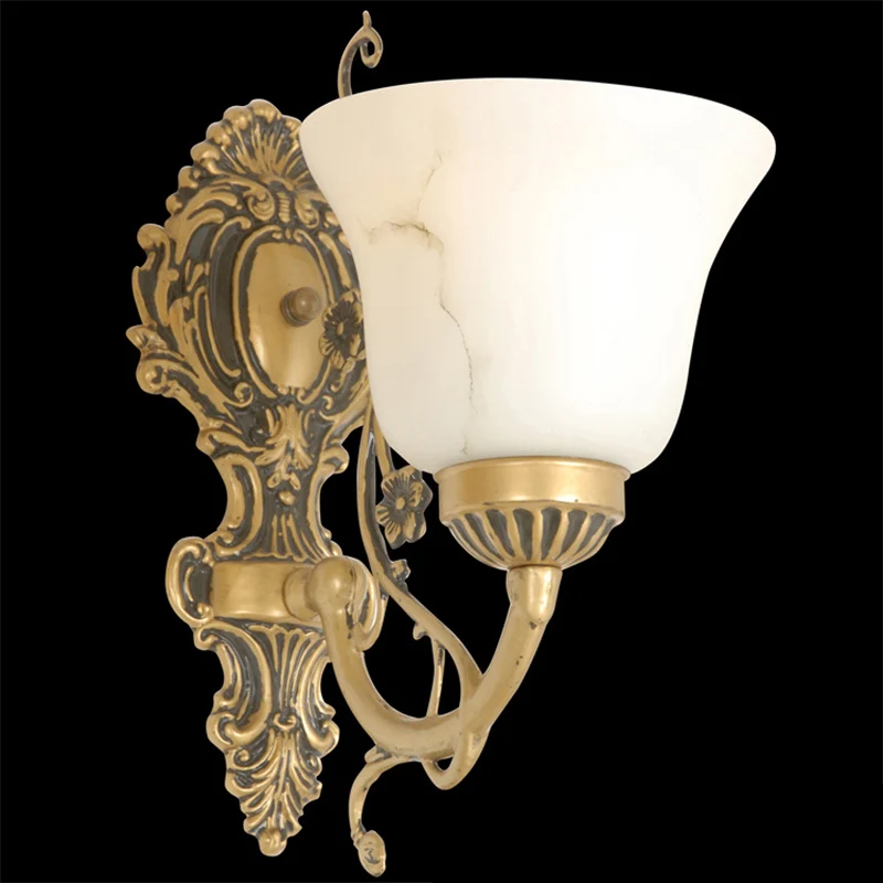 Crèmekleurige glazen wandlamp met 1 lamp, vintage witte bloemenkeuken, wandmontage verlichtingsarmatuur Clearhalo