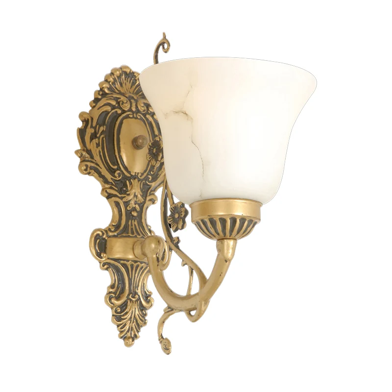 Crèmekleurige glazen wandlamp met 1 lamp, vintage witte bloemenkeuken, wandmontage verlichtingsarmatuur Clearhalo