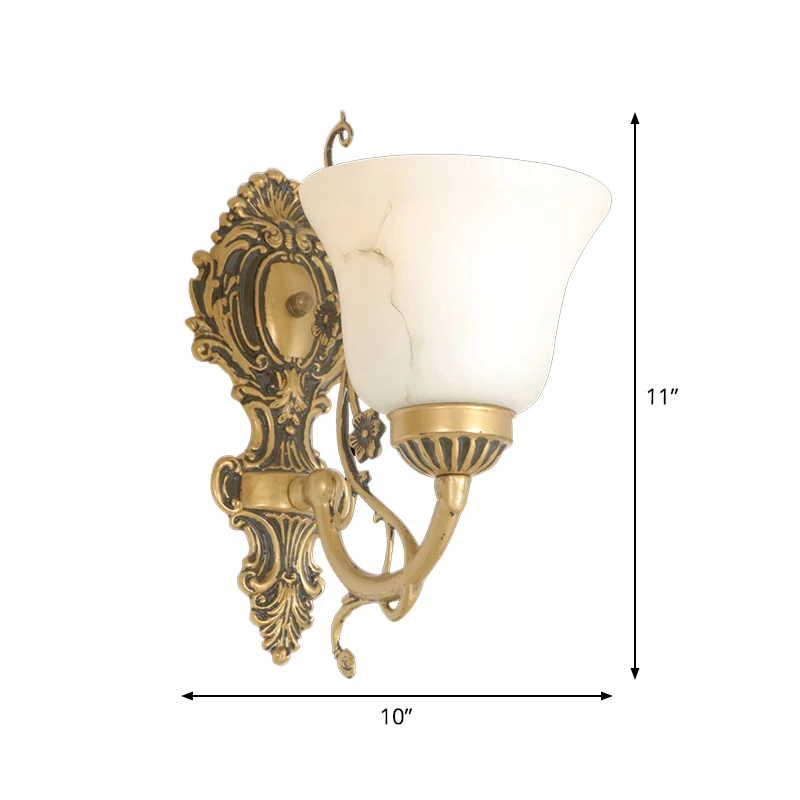 Crèmekleurige glazen wandlamp met 1 lamp, vintage witte bloemenkeuken, wandmontage verlichtingsarmatuur Clearhalo
