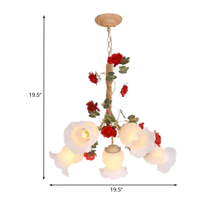 Crèmekleurige koffiedruppellamp bloesem 3/5 lampen pastorale hangende kroonluchter voor eetkamer Clearhalo