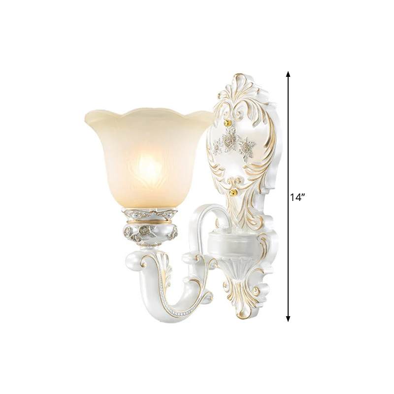 Crèmekleurige witte wandlamp van glas met bloemen, 1/2-koppige cottage-wandkandelaarverlichting met zwenkarm Clearhalo