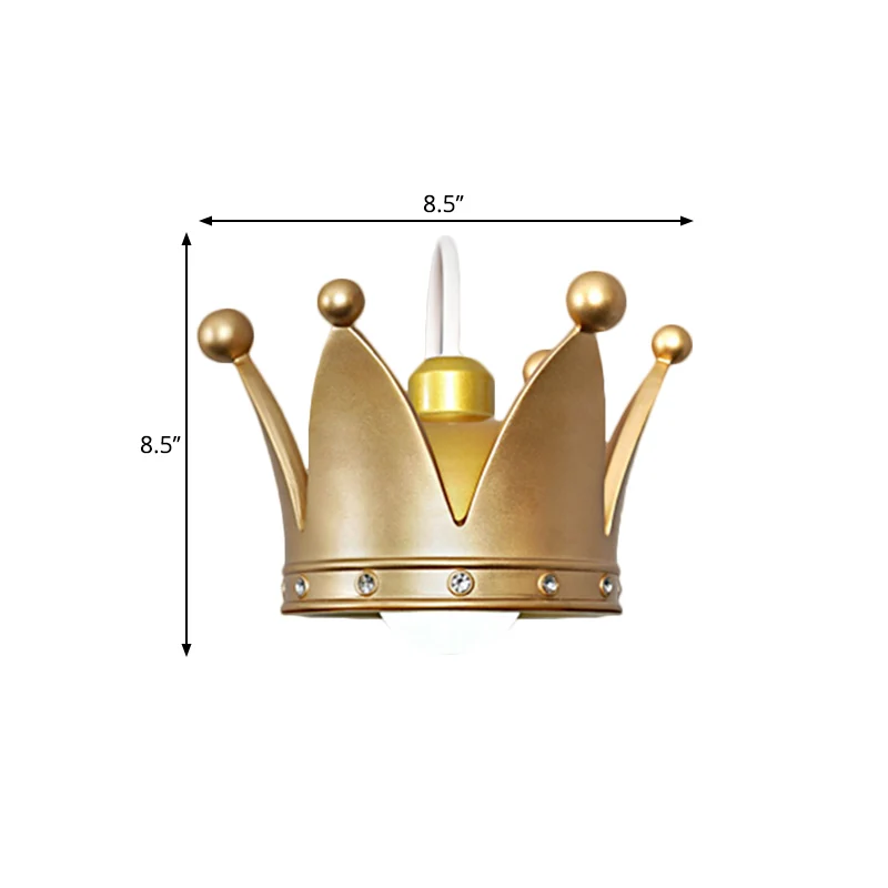 Crown kinderkamer wandkandelaar metaal 1-lamp kinderstijl wandlamp goud/roze Clearhalo