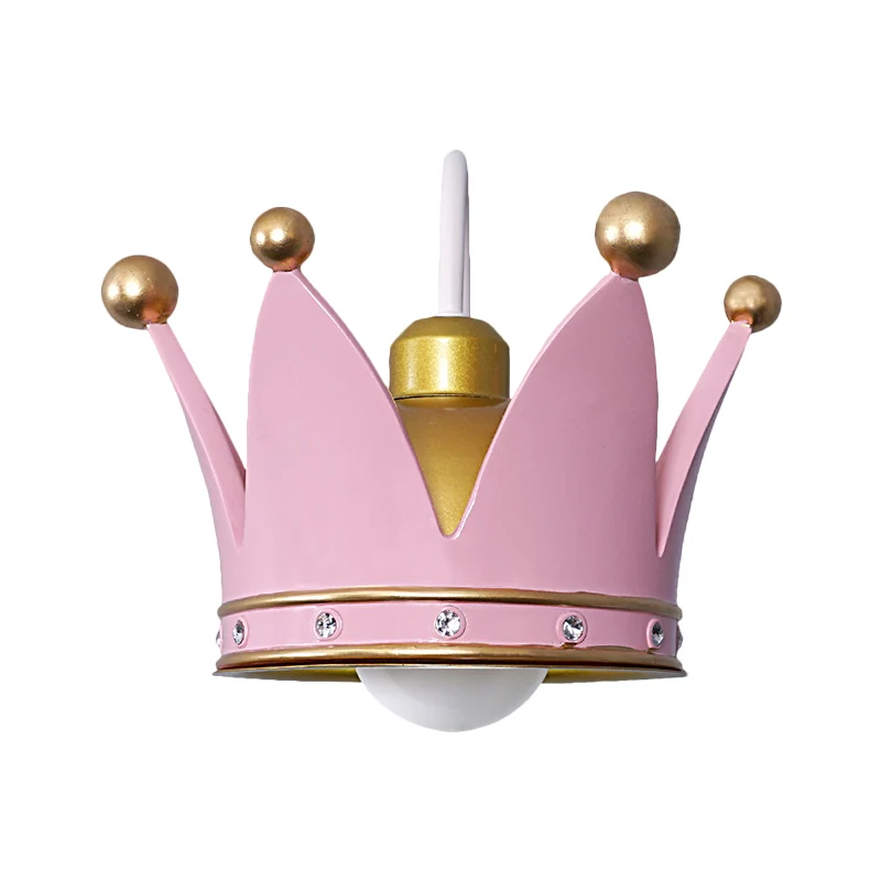 Crown kinderkamer wandkandelaar metaal 1-lamp kinderstijl wandlamp goud/roze Clearhalo