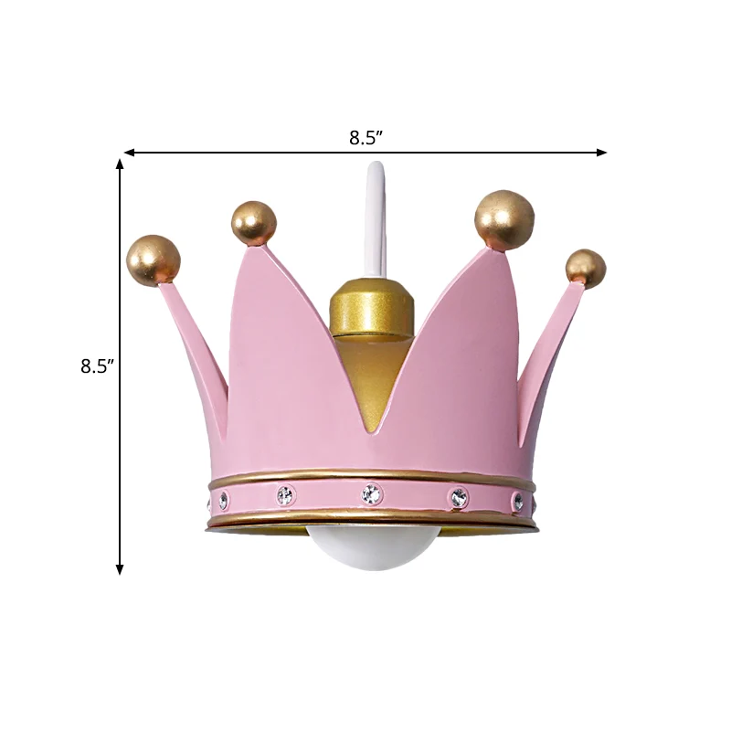 Crown kinderkamer wandkandelaar metaal 1-lamp kinderstijl wandlamp goud/roze Clearhalo