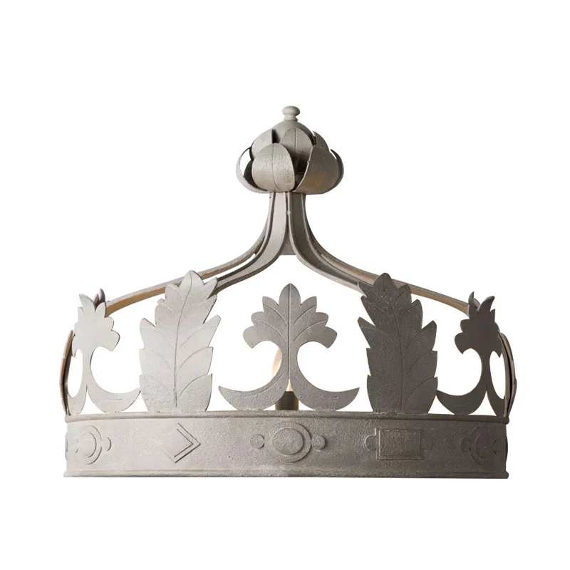 Crown Slaapkamer Wandlamp Vintage Metaal 3 Lichten Grijs/Goud Wandkandelaar Verlichting Clearhalo