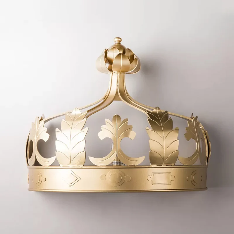 Crown Slaapkamer Wandlamp Vintage Metaal 3 Lichten Grijs/Goud Wandkandelaar Verlichting Clearhalo
