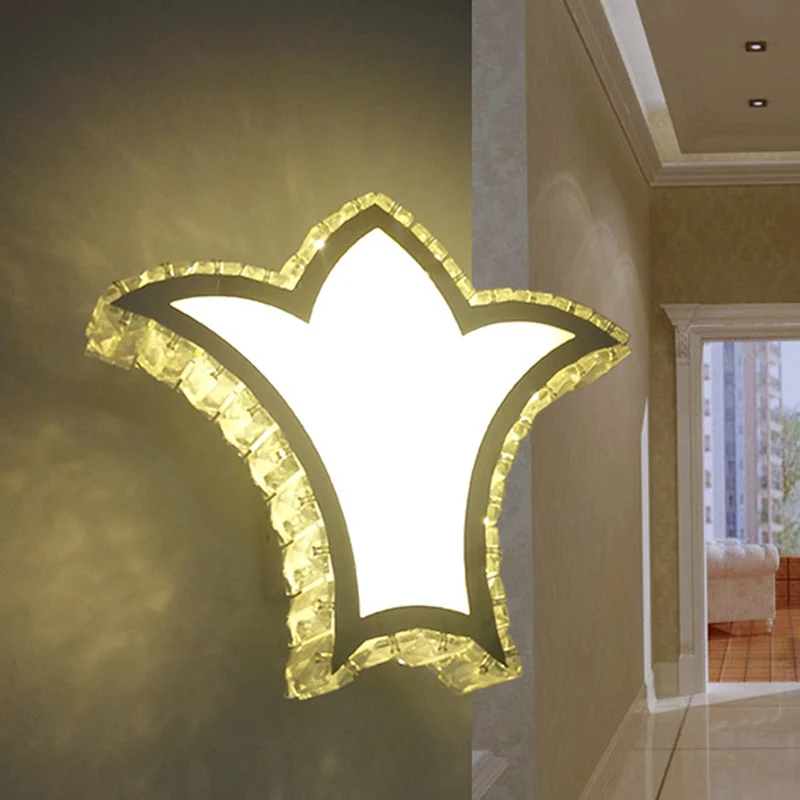 Crown wandlamp schans modernistisch helder K9 kristal LED witte wandverlichting wit/warm/2 kleuren licht Clearhalo