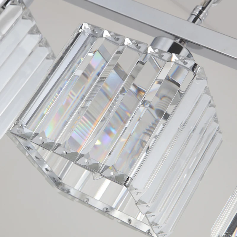 Crystal Block Kubieke Hanglamp Kit Eenvoudige Stijl 4 Lichten Chrome Island Lichtarmatuur Clearhalo