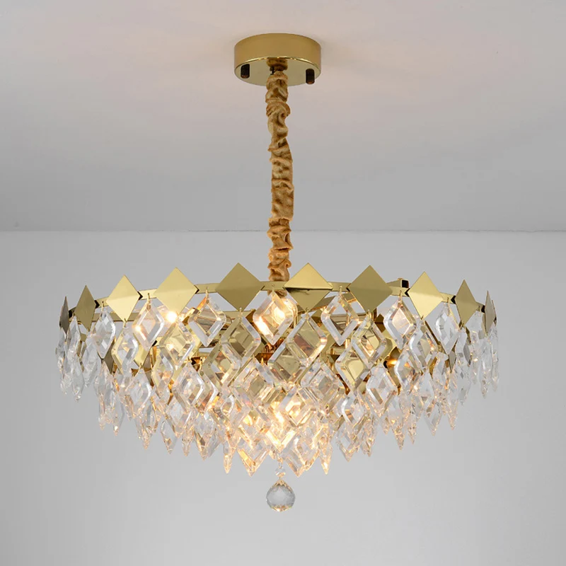 Crystal Bowl plafondlamp postmodern 6 lichts gouden kroonluchter licht voor woonkamer Clearhalo