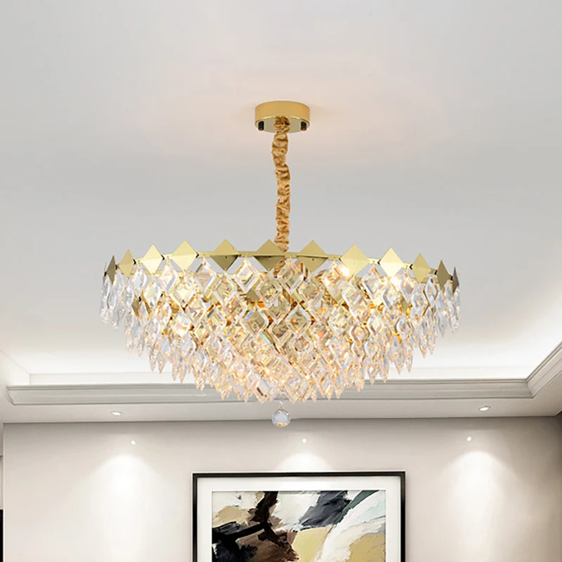 Crystal Bowl plafondlamp postmodern 6 lichts gouden kroonluchter licht voor woonkamer Clearhalo