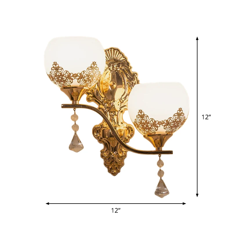 Crystal Bowl Sconce Light Armatuur Post Modern 2 Lampen Wandverlichting Idee goud Clearhalo