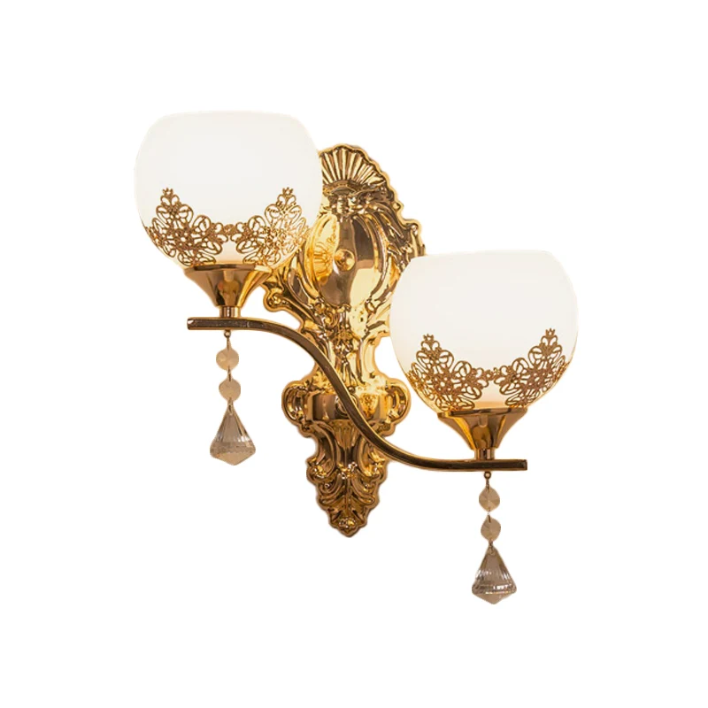 Crystal Bowl Sconce Light Armatuur Post Modern 2 Lampen Wandverlichting Idee goud Clearhalo