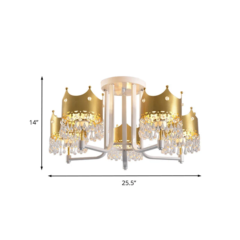 Crystal Crown plafondlamp moderne 5 lampen gouden kroonluchter hanglamp voor woonkamer Clearhalo