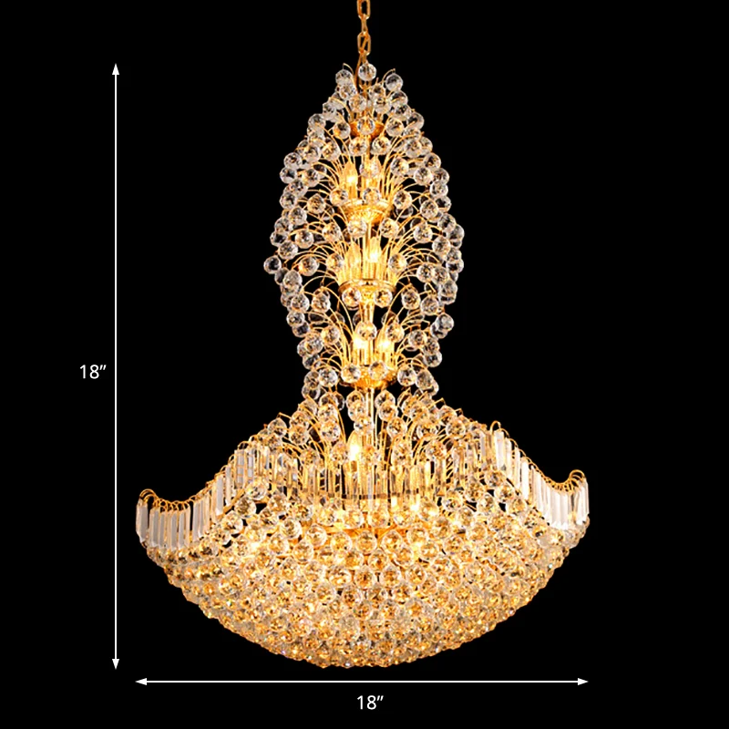 Crystal Dome hangend plafondlicht eigentijds 9-lichts gouden kroonluchterlicht voor eetkamer Clearhalo