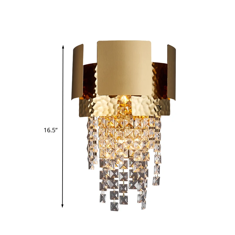 Crystal Gold Wandverlichting Cascading 2 Lampen LED Traditionele Wandkandelaar Licht voor Slaapkamer Clearhalo