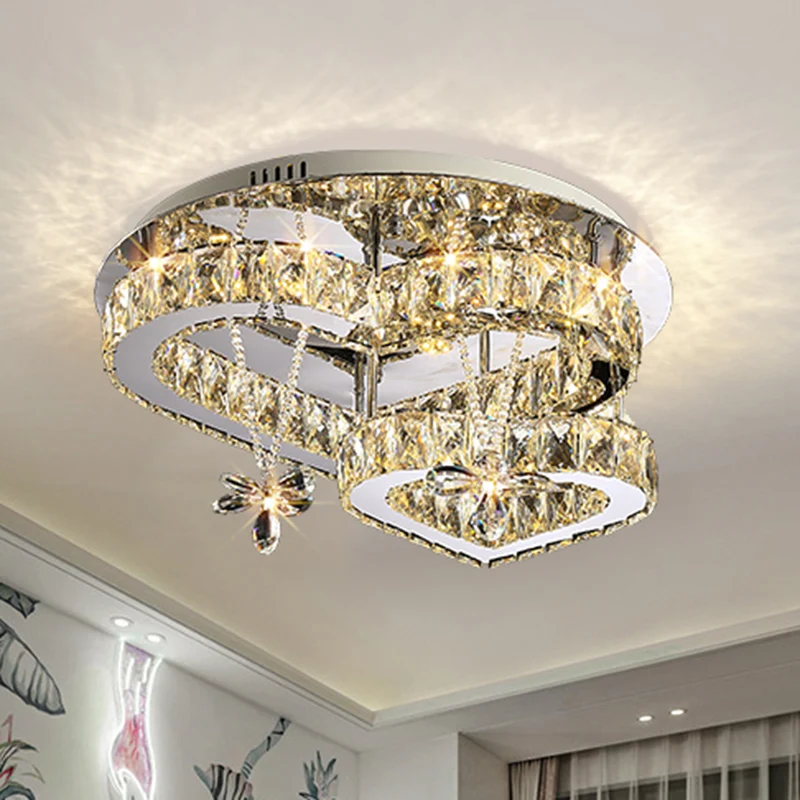 K9 Crystal Heart LED semi-inbouw moderne roestvrijstalen inbouwplafondlamp Clearhalo